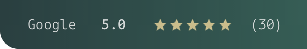 Google 5.0 from 30 reviews